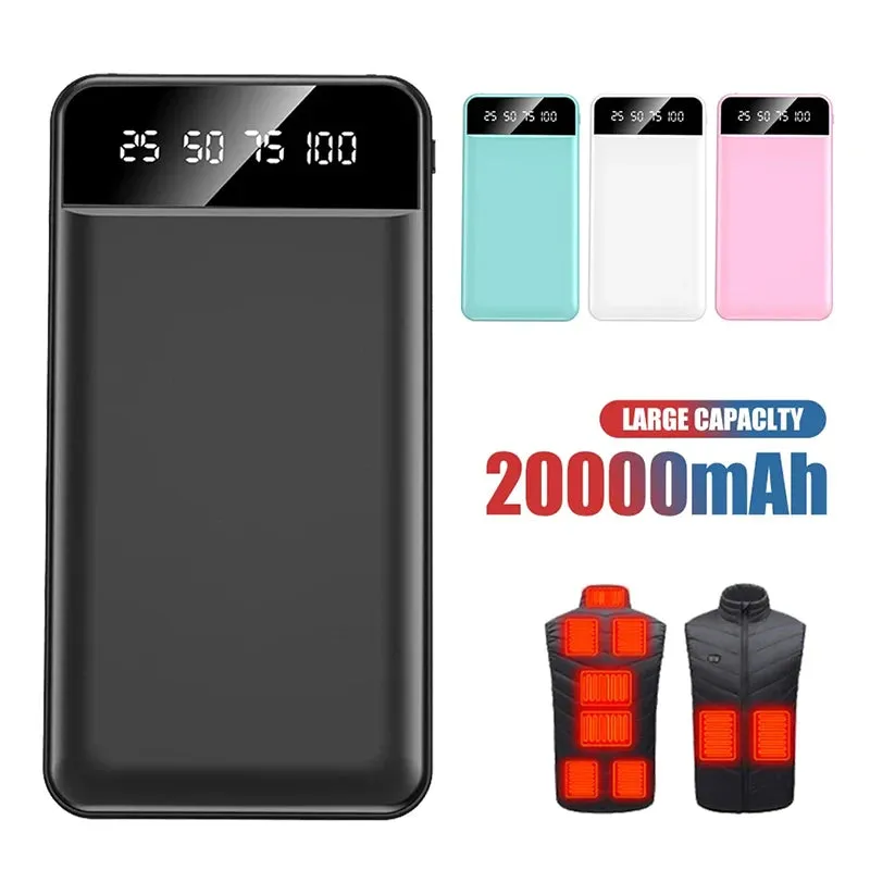 1 - AC - Portable 50,000mAh Power Bank: Dual USB, digital display, fast charging for vests, jackets & phones