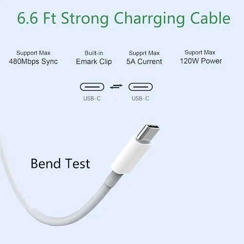 120W USB C Charger Fast Charger for USB C Port Mac Book pro & Mac Book Air, ipad Pro, Samsung Galaxy and All USB C Device, Include Charge Cable6.6FT, PA-120W