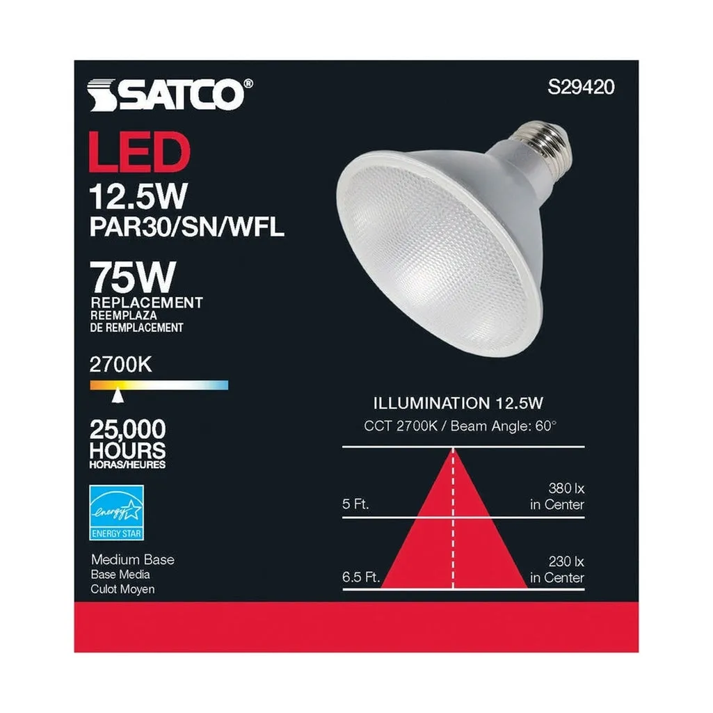 12.5W - PAR30SN LED - 2700K - 60 deg. Beam Angle - Medium base - 120V - 6-Pack