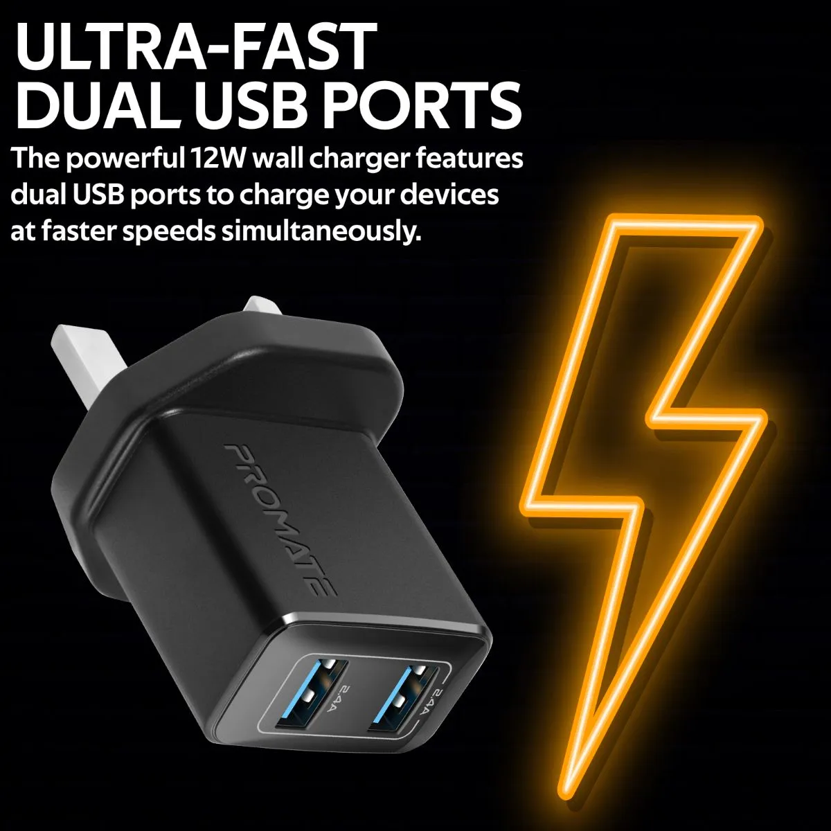 12W Wall Charger with Dual USB Ports