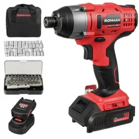 18V Cordless Driver Impact Tool Kit with LED Light