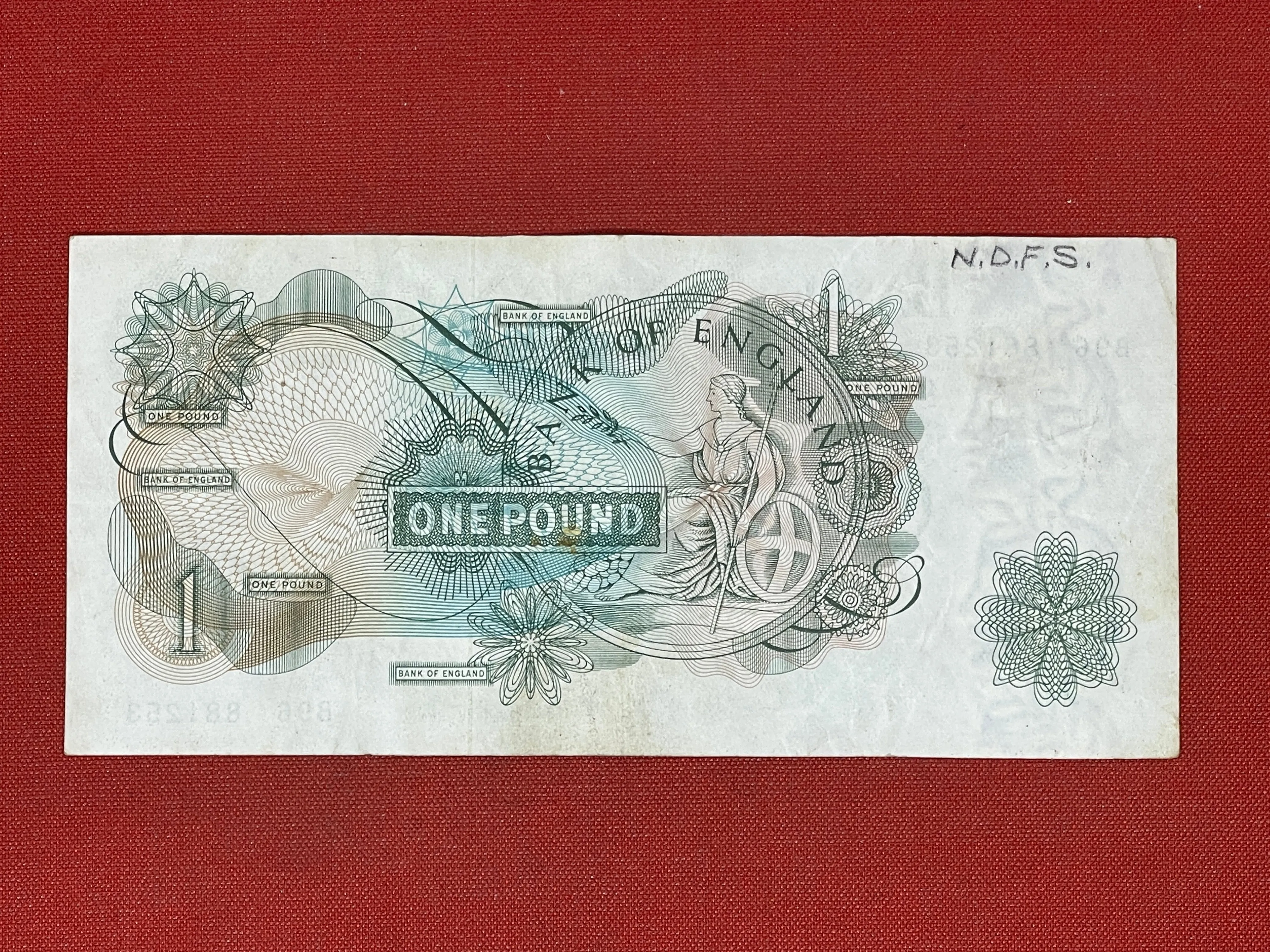 1960 - 1963 Bank of England L K O'Brien Green £1 One Pound Banknote