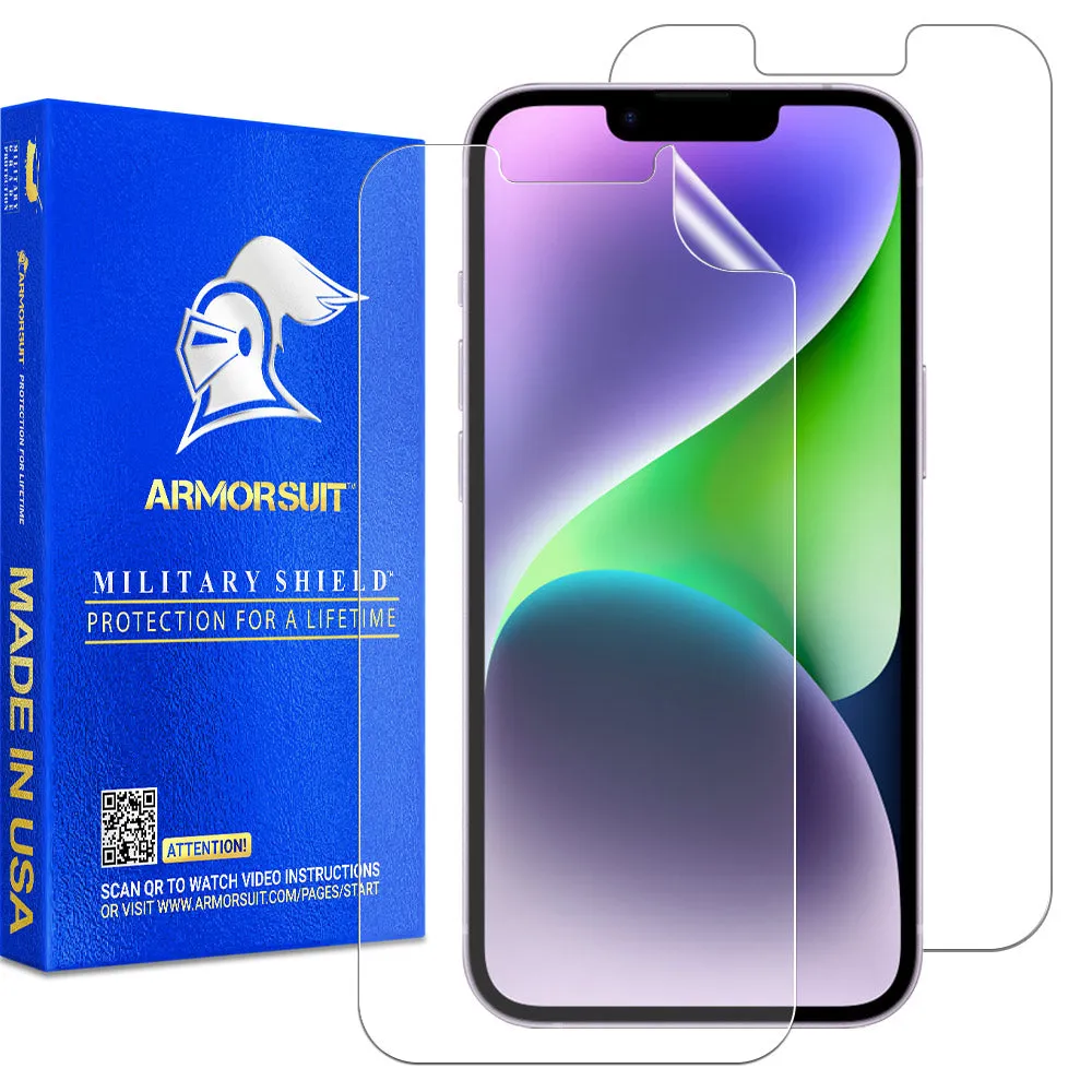 [2 Pack] ArmorSuit MilitaryShield Anti-Glare Screen Protector Designed for Apple iPhone 14 Case Friendly Anti-Bubble Matte Film