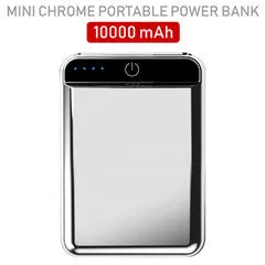 2 port Power bank 10000 mAh USB Battery Backup, includes Micro USB cable, Silver.