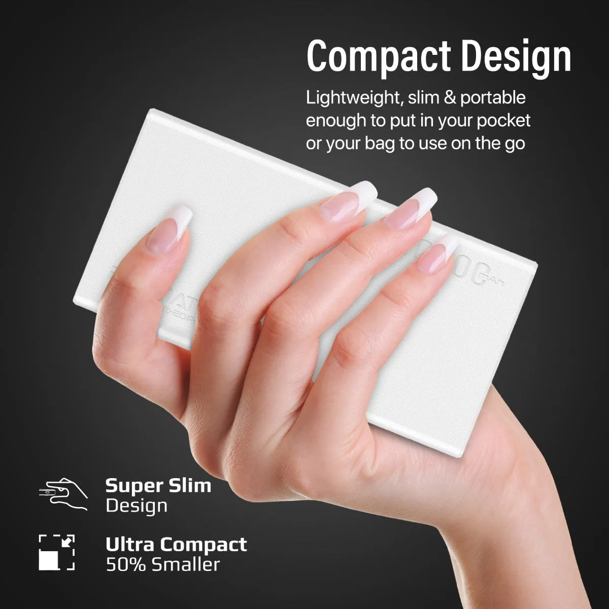 20000mAh Compact Smart Charging Power Bank with Dual USB-A & USB-C Output