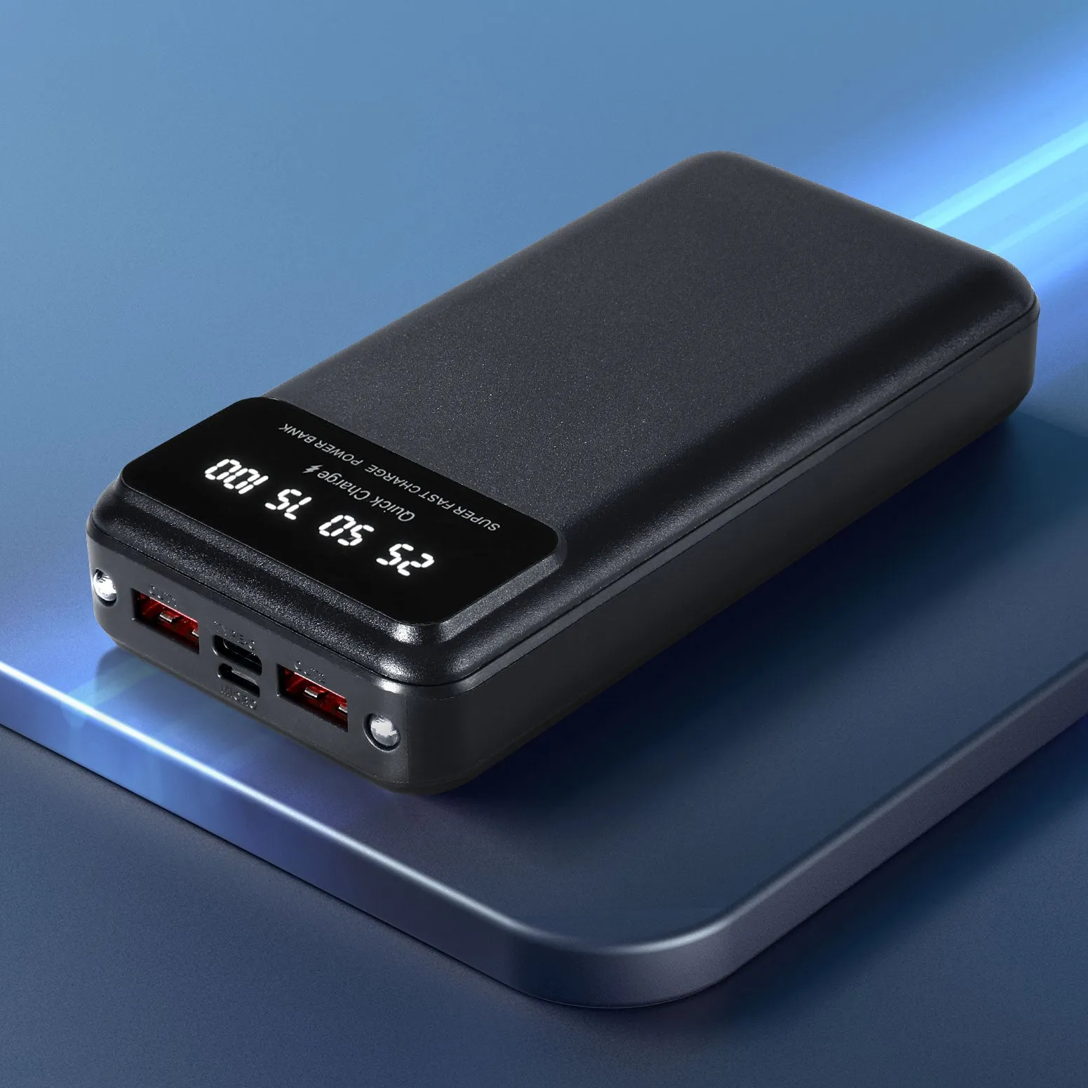 20,000mAh Portable Power Bank with PD22.5W Quick Charge - Fast Charging Black Charger for Phones