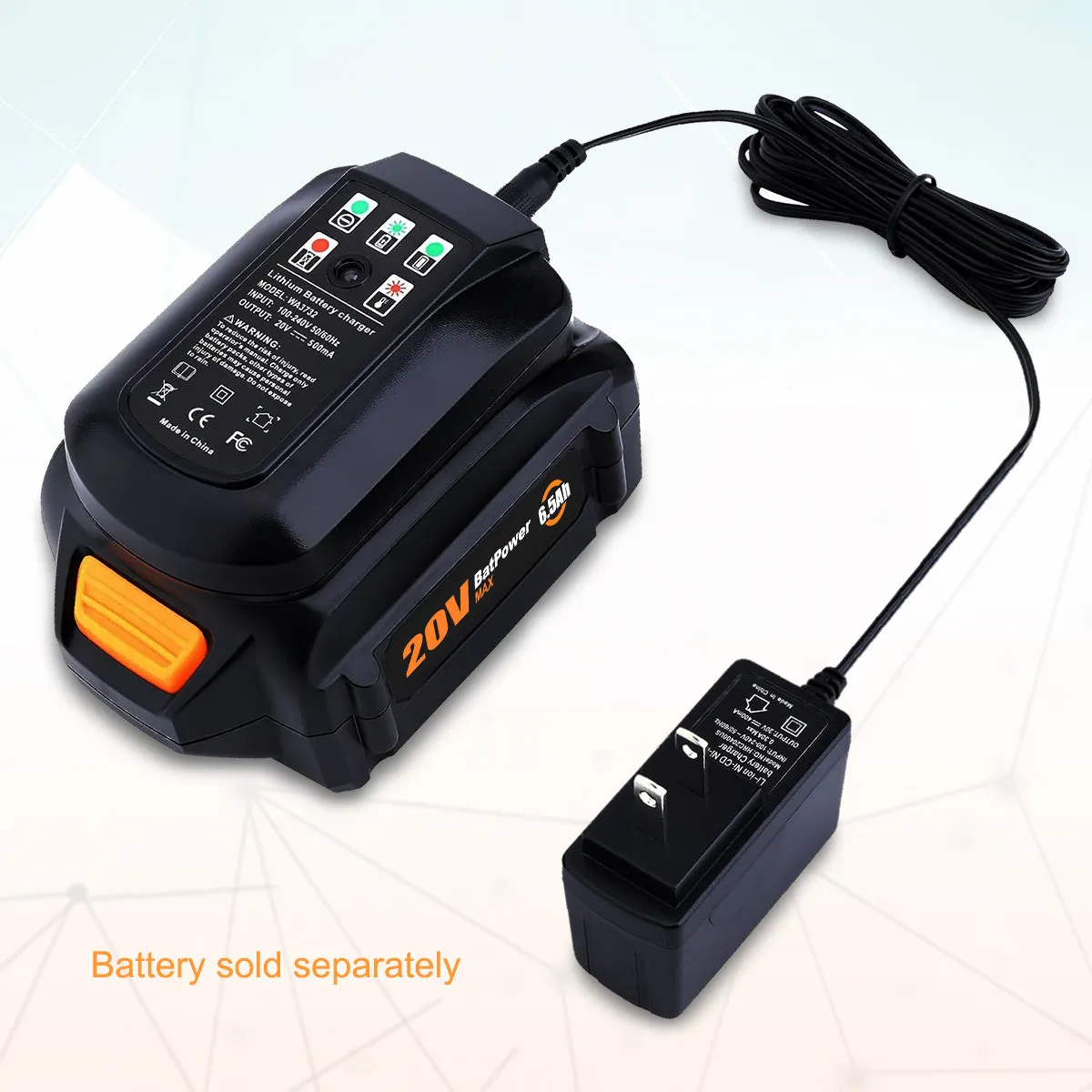 20V Fast Charger WA3742 Replacement for Worx 20V Battery Charger WA3732 WA3742 20V WA3868 4.0Ah WA3578 2.0Ah WA3575 WA3520 Battery Rapid Charger