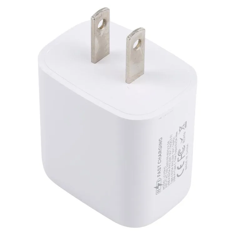 20W Dual USB-C Fast Charging Travel Charger with QC 3.0 and PD 3.0, US Plug