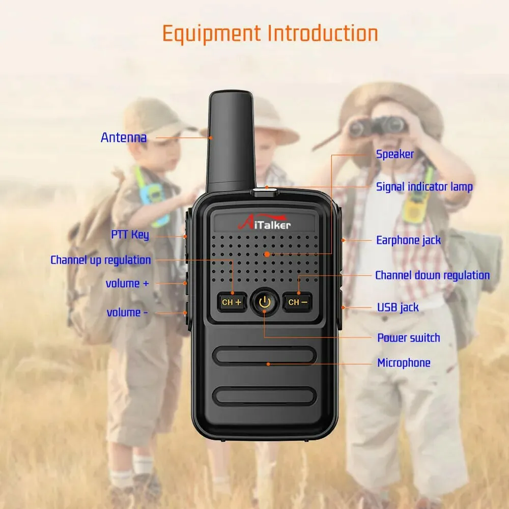 2Pcs Mini Small Little  Walkie Talkie Talk With Baofeng UV5R Portable Two Way Radio Hotel Hunting  USB Charger Transceiver