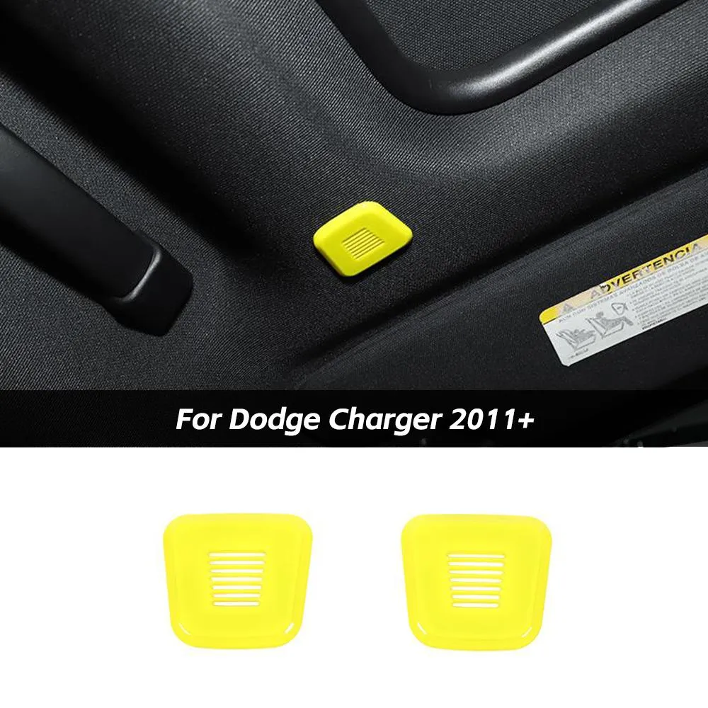 2PCS Top Microphone Cover Trim Bezels For Dodge Charger 2011  Challenger 2015  Yellow Accessories | CheroCar