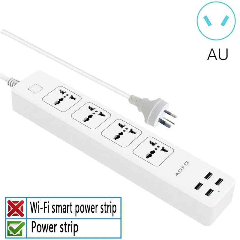 4-Outlet Universal Power Strip, with 4 USB Charging ports Home/Office Surge Protector with 5.9ft Extension Cord