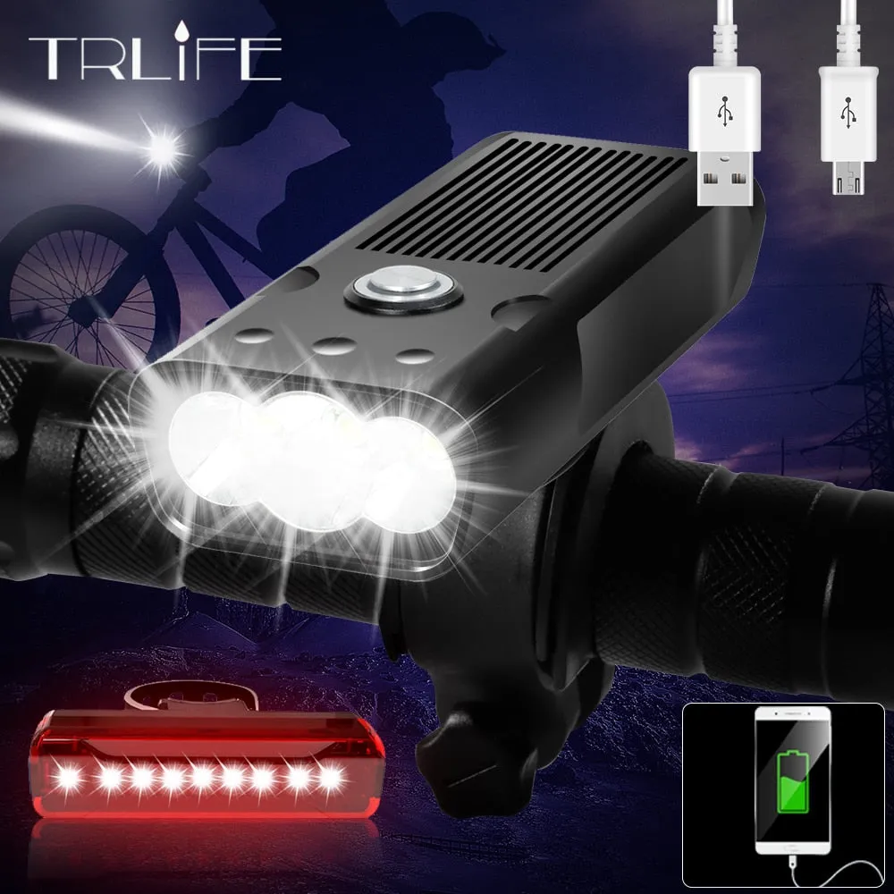 5200mAh Bicycle Light  USB Rechargeable Bike Lamp IPX5 Waterproof LED Headlight as Power Bank MTB Bike Accessories