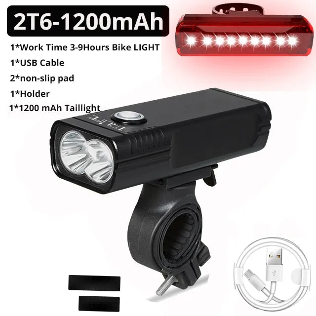 5200mAh Bicycle Light  USB Rechargeable Bike Lamp IPX5 Waterproof LED Headlight as Power Bank MTB Bike Accessories