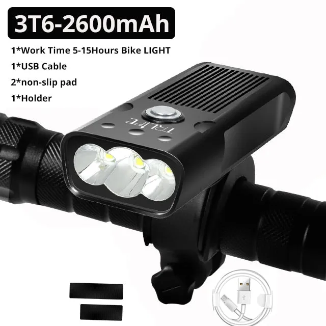 5200mAh Bicycle Light  USB Rechargeable Bike Lamp IPX5 Waterproof LED Headlight as Power Bank MTB Bike Accessories