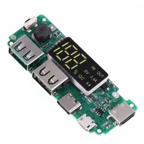 5V 2.4A Dual USB   Type-C   Micro   Lightning USB Power Bank With LED Display 18650 Charger Board