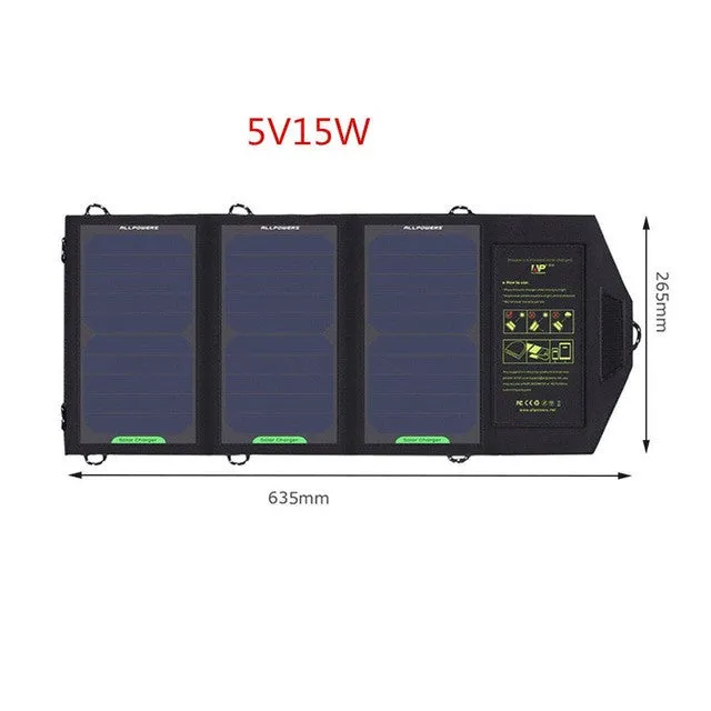 5V10/18/21W Sunpower Solar Panel, Charger Waterproof USB Foldable Fast Built-in Smart Chip Panel