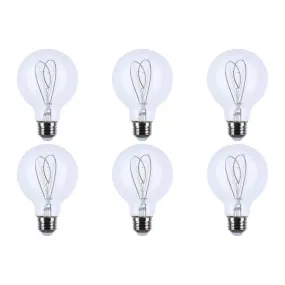 6 Watt LED - Reminiscent - Flex Gray Filament - G25 Loop - Medium Base - 2700K CCT - Clear - 120 Volt - 6-Pack