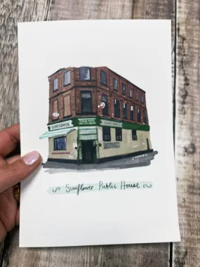 A5 The Sunflower Public House Greeting Card