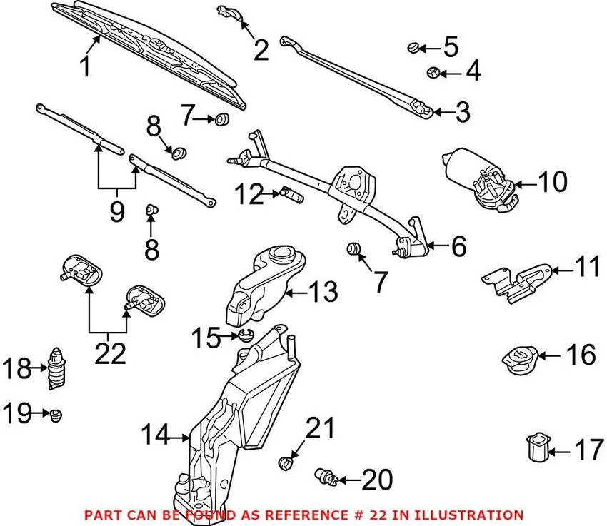 Audi Windshield Washer Nozzle – Front Passenger Side 8E0955988D