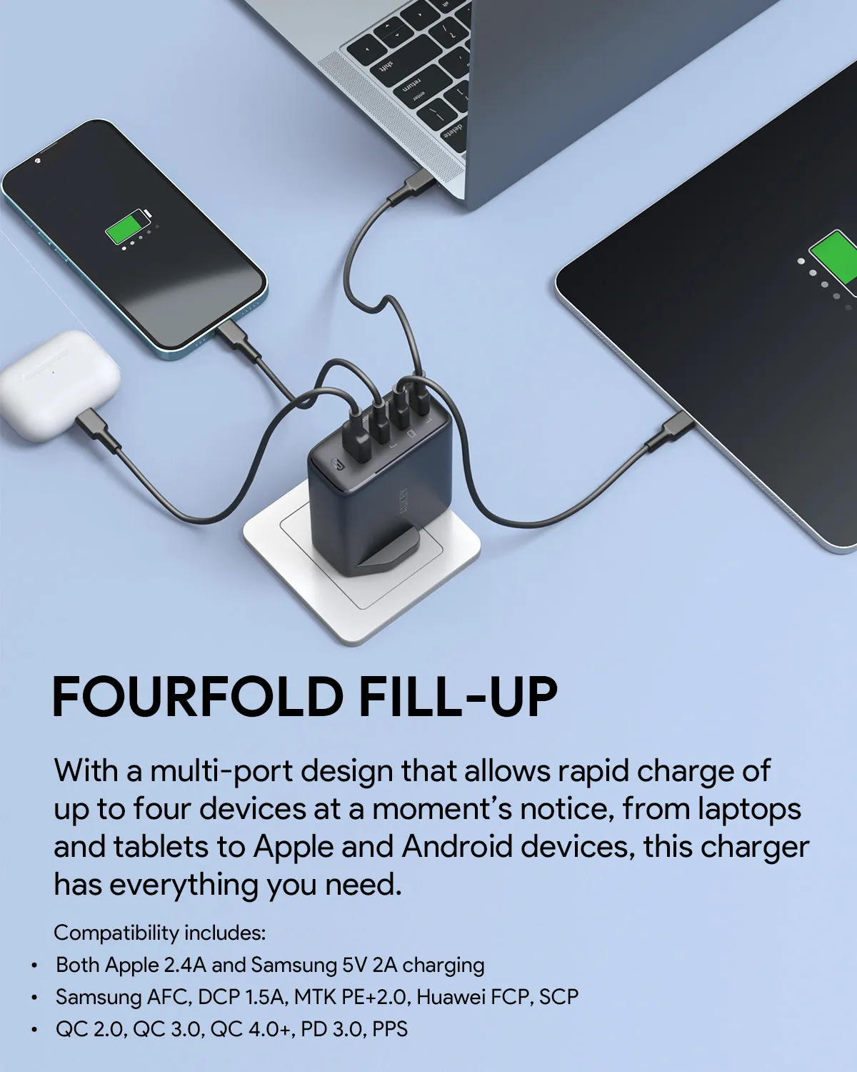 Aukey PA-B7S 4 Port 100W PD Super Fast Charging Wall Charger