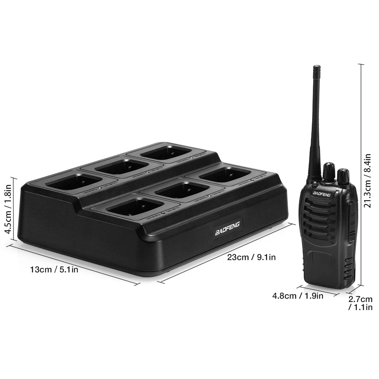 Baofeng BF-888S [6 Packs] with Bulk Charger | UHF | 5W | 16CH | CTCSS/DCS | Flashlight