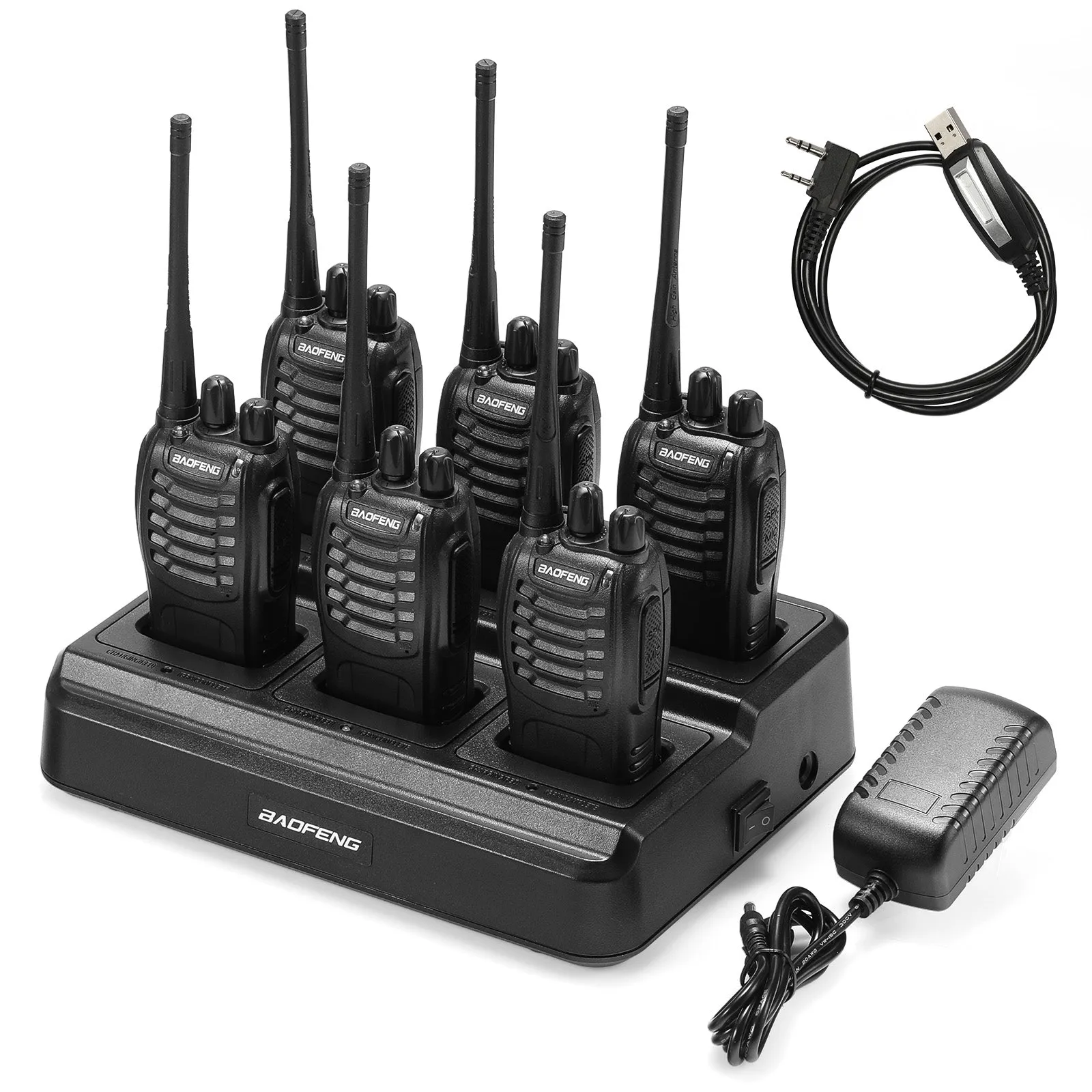 Baofeng BF-888S [6 Packs] with Bulk Charger | UHF | 5W | 16CH | CTCSS/DCS | Flashlight