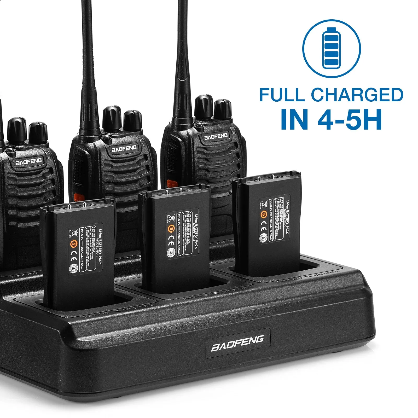 Baofeng BF-888S [6 Packs] with Bulk Charger | UHF | 5W | 16CH | CTCSS/DCS | Flashlight