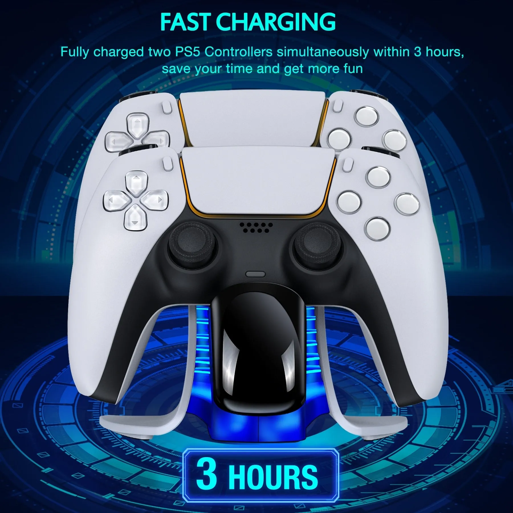 BEBONCOOL Dual Controller Charger For PS5 Charging Dock Station For Playstation 5 Dualsense Controllers with USB C Cable For PS5