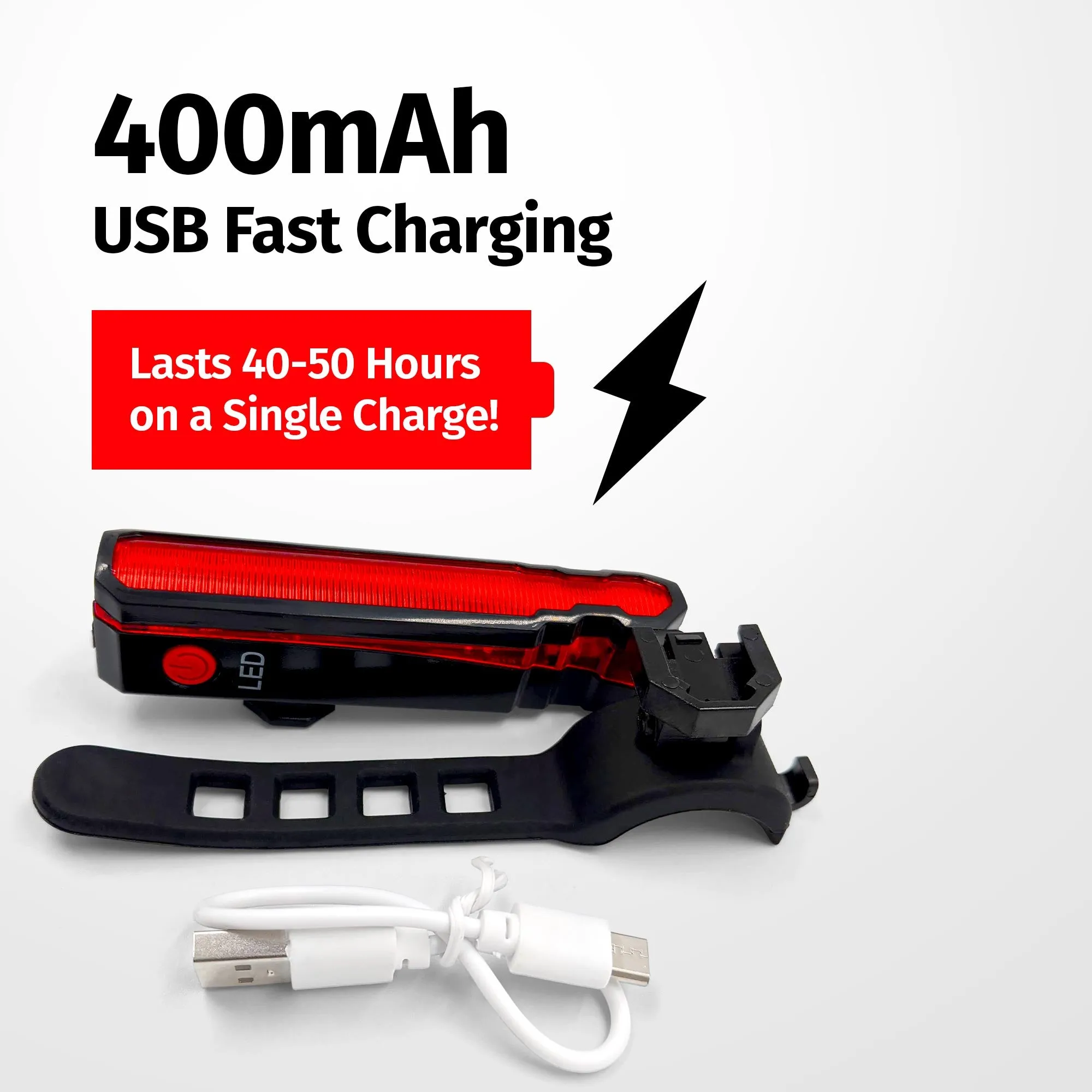 Bike Laser Flashing Tail Light 400mAh USB Fast Charging IPX5 Waterproof (Pack of 2)