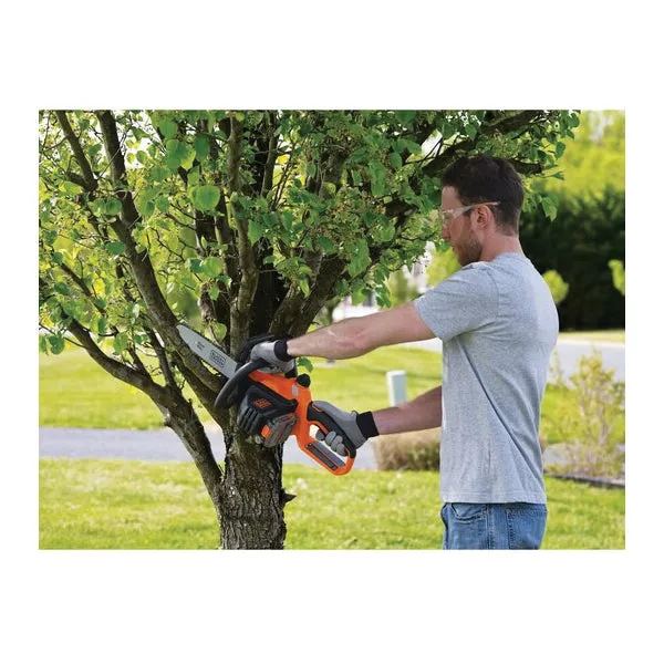 Black Decker LCS1020 Chainsaw, Battery Included, 2 Ah, 20 V, Lithium-Ion, 10 in Cutting Capacity, 10 in L Bar