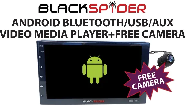 Blackspider BSDD1460LB FREE CAMERA  7" Apple CarPlay Double Din Android Media BT/USB