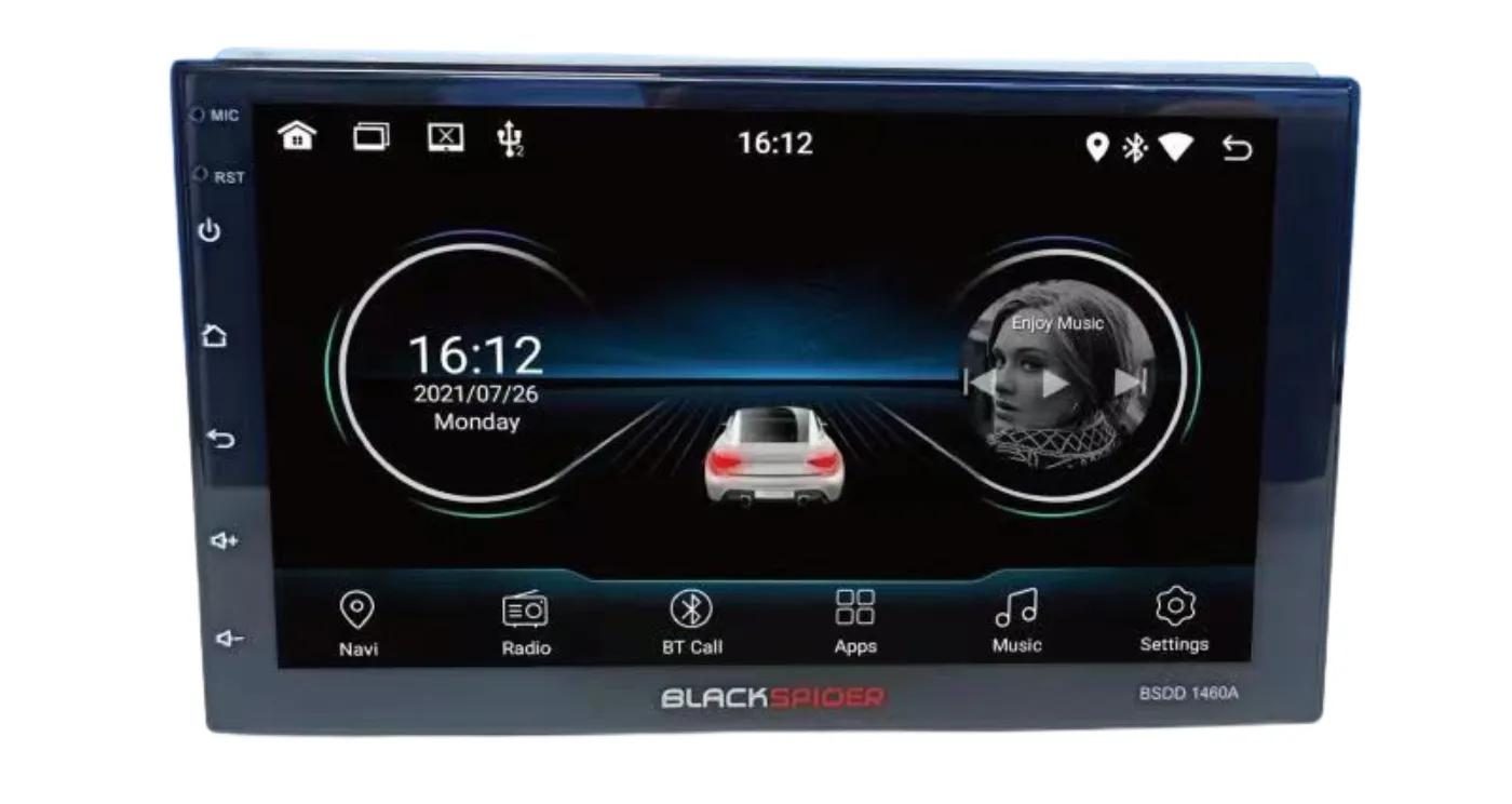 Blackspider BSDD1460LB FREE CAMERA  7" Apple CarPlay Double Din Android Media BT/USB