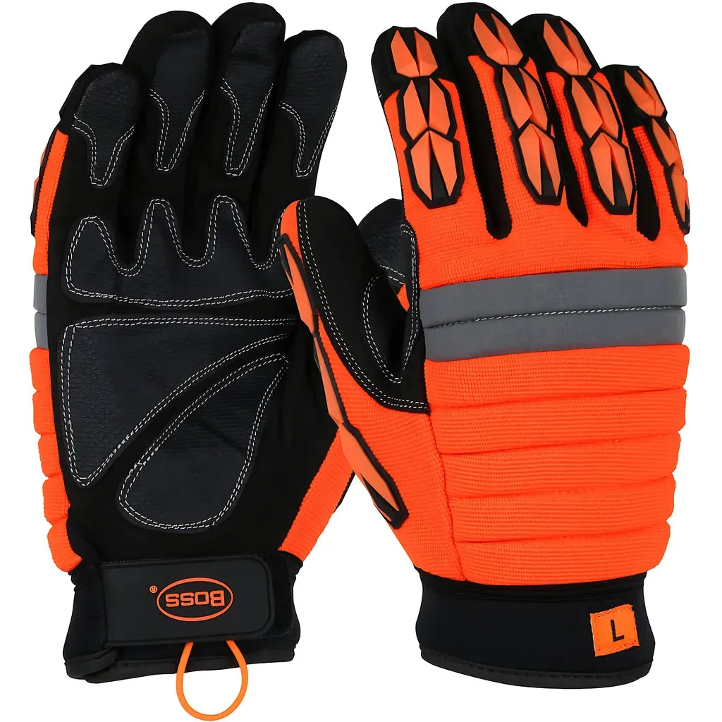 Boss 1JM650X Miners' Mechanic Synthetic Leather Palm with PVC Patches, Foam Padded and TPR Finger Protection - Insulated & Waterproof