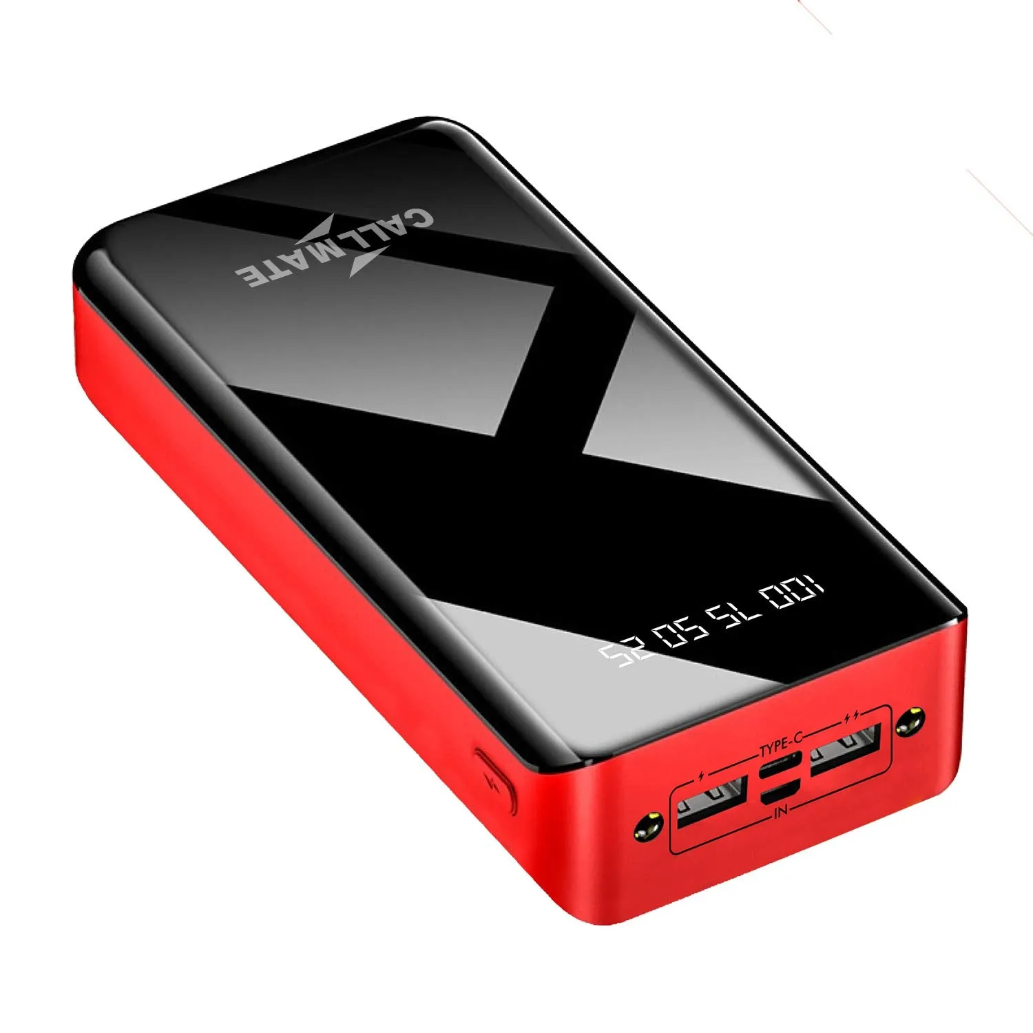 CALLMATE 30000Mah High Capacity Power Bank,15W Charging|Digital Display|2 USB Output Ports&2 Input|Led Torch| Multi-Layer Protection for iPhone&Smartphones(Red,Lithium Polymer)?Red