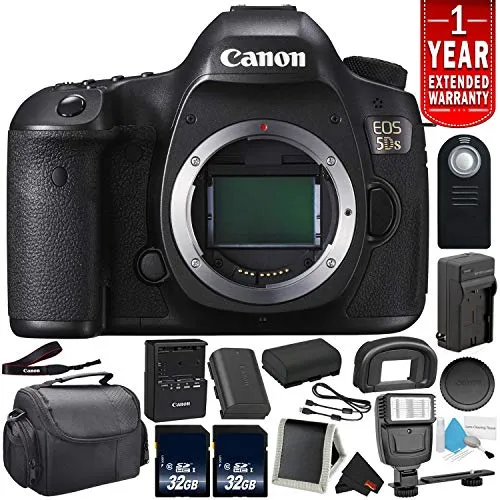 Canon EOS 5DS Digital SLR Camera 0581C002 (Body Only)- Bundle with 32GB Memory Card   Spare Battery Outdoor Bundle