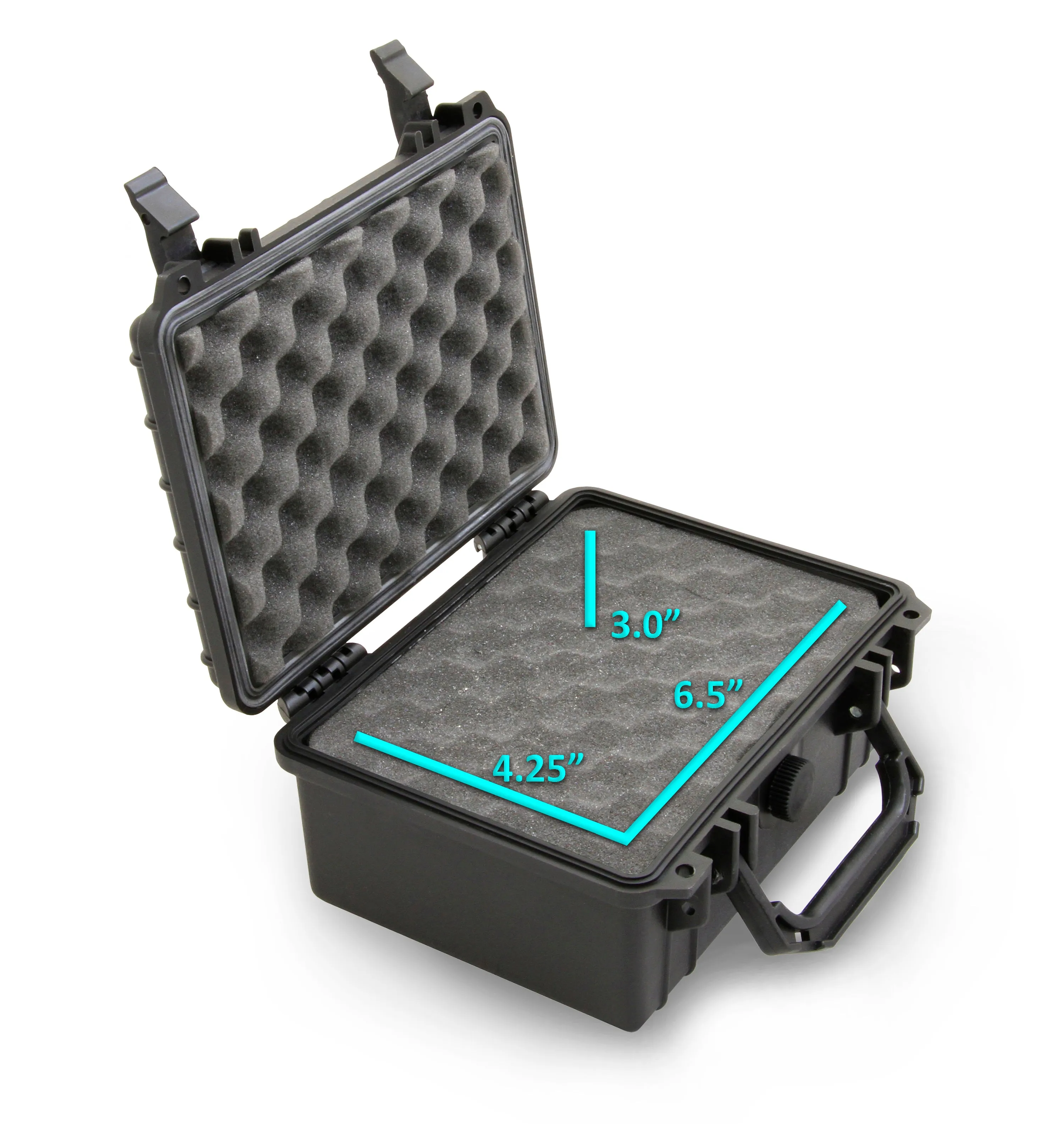 CASEMATIX 9" Waterproof Hard Travel Case with Padlock Rings and Customizable Foam - Fits Accessories up to 6.5" x 4.25" x 3"