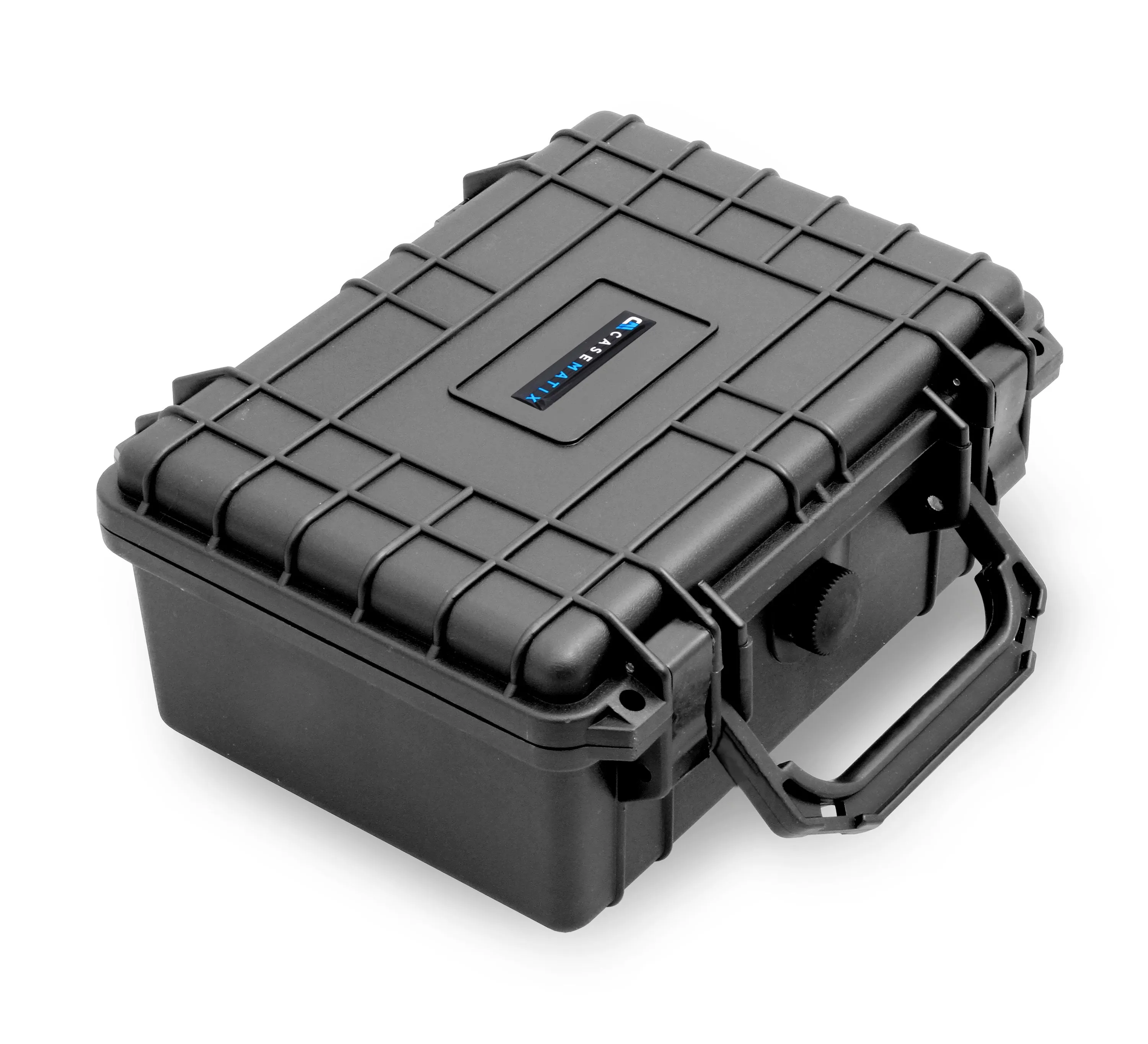 CASEMATIX 9" Waterproof Hard Travel Case with Padlock Rings and Customizable Foam - Fits Accessories up to 6.5" x 4.25" x 3"