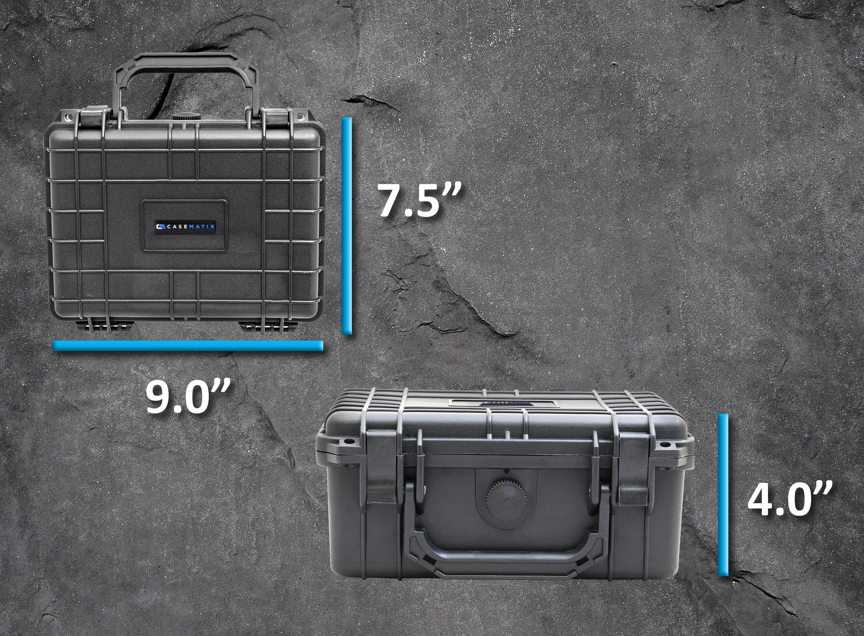 CASEMATIX 9" Waterproof Hard Travel Case with Padlock Rings and Customizable Foam - Fits Accessories up to 6.5" x 4.25" x 3"