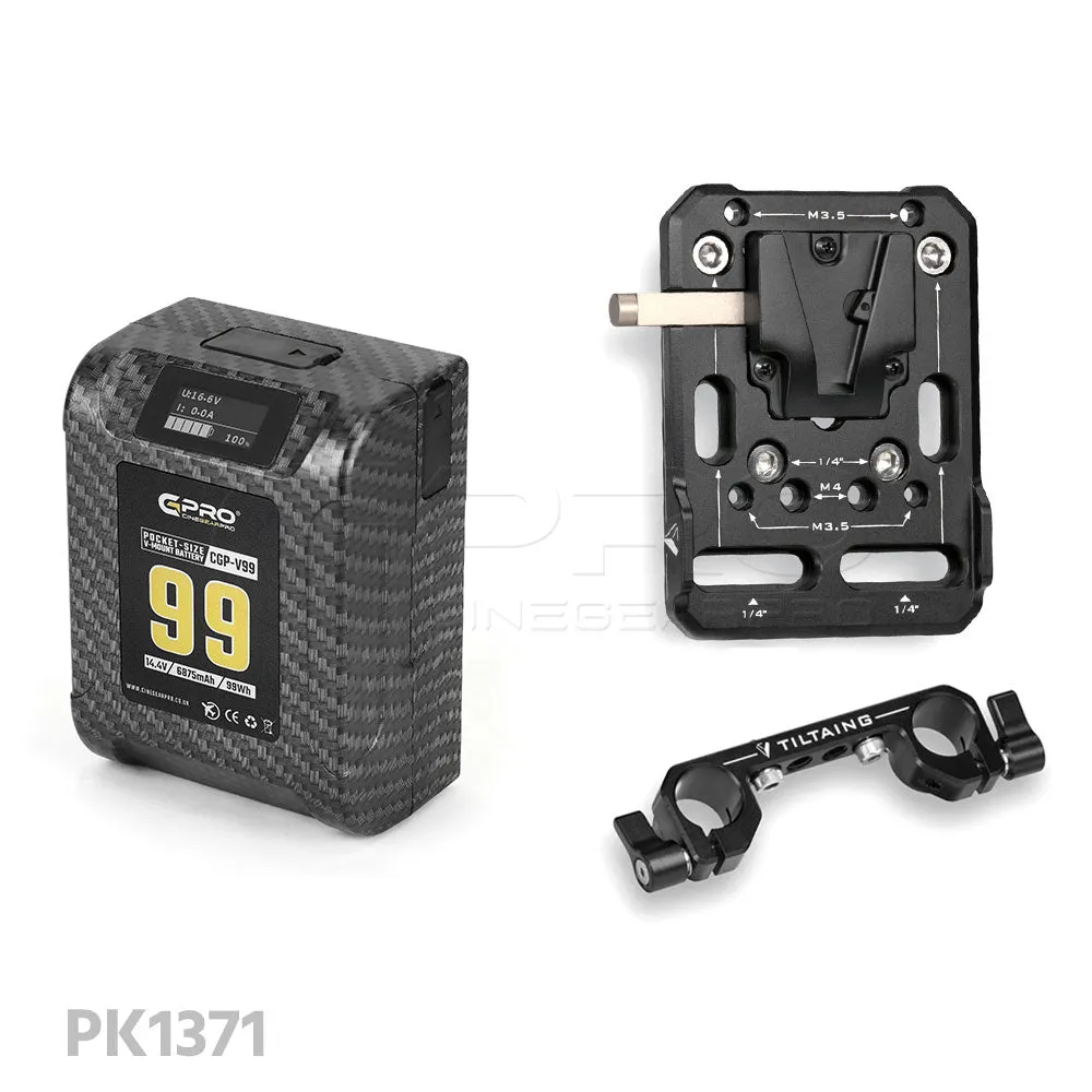 CGPro 99Wh Pocket Size V-Mount Battery 15A 6875mAh 2x D-Tap 14.4V 2x USB-A 5V