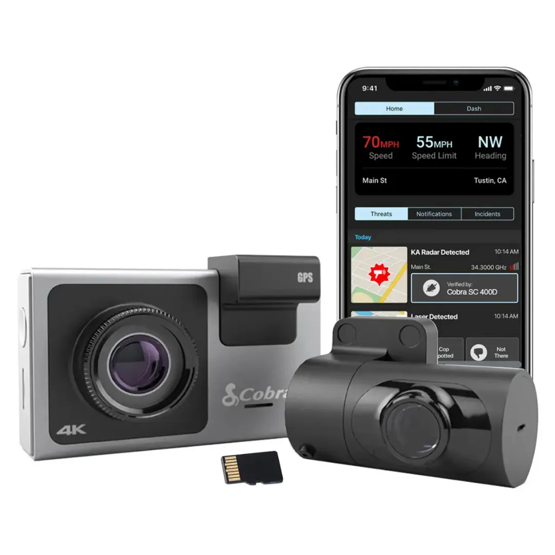 Cobra SC 400D UHD 4K Dual-View Smart Dash Cam With Apple CarPlay/Android Auto