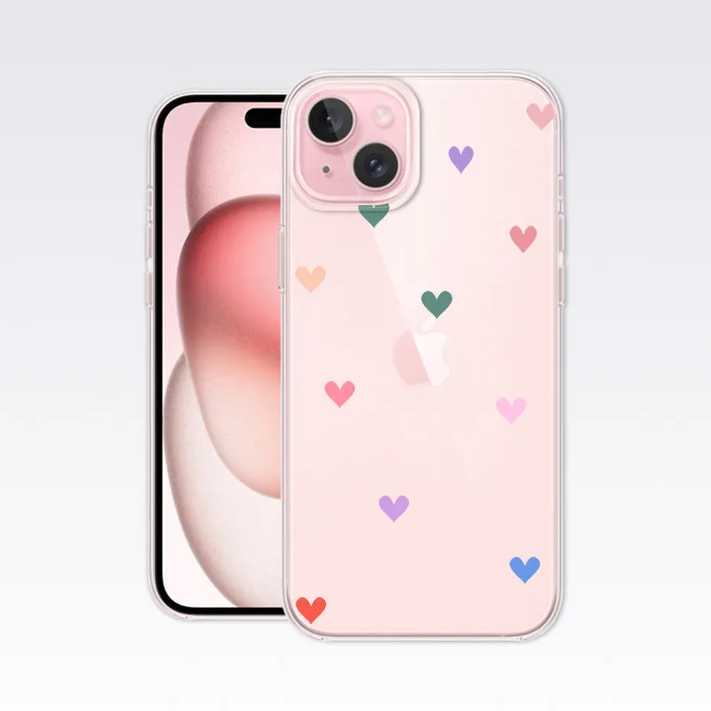 Cute FilledClear Heart-Filled Heart Clear Silicon Cover