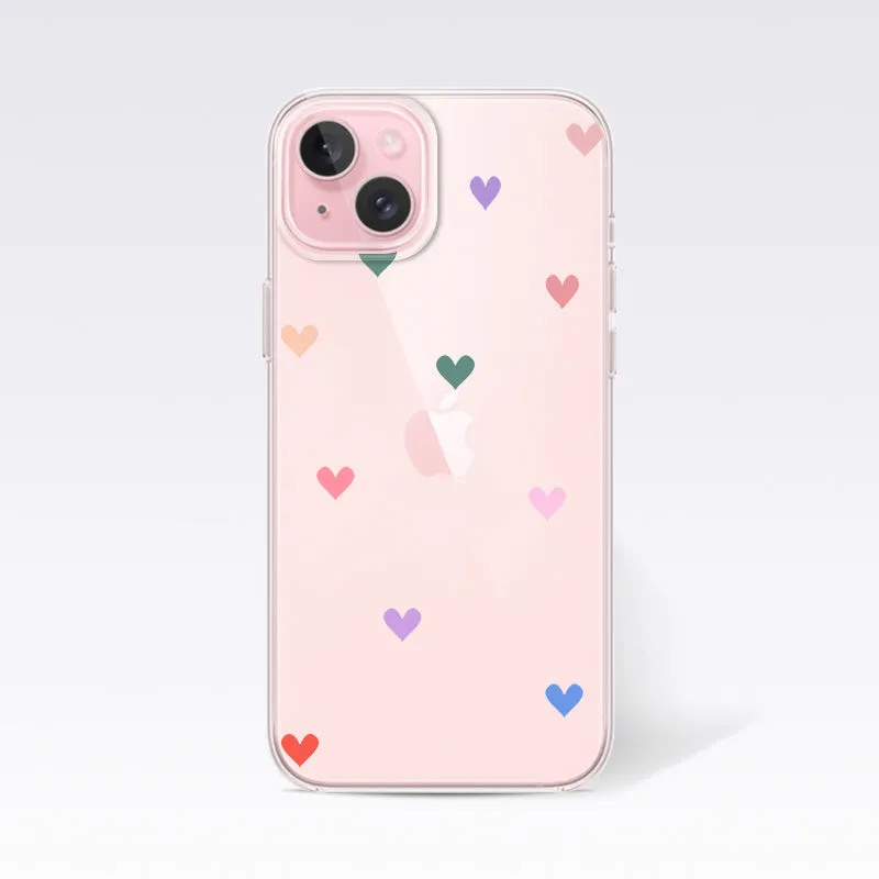 Cute FilledClear Heart-Filled Heart Clear Silicon Cover