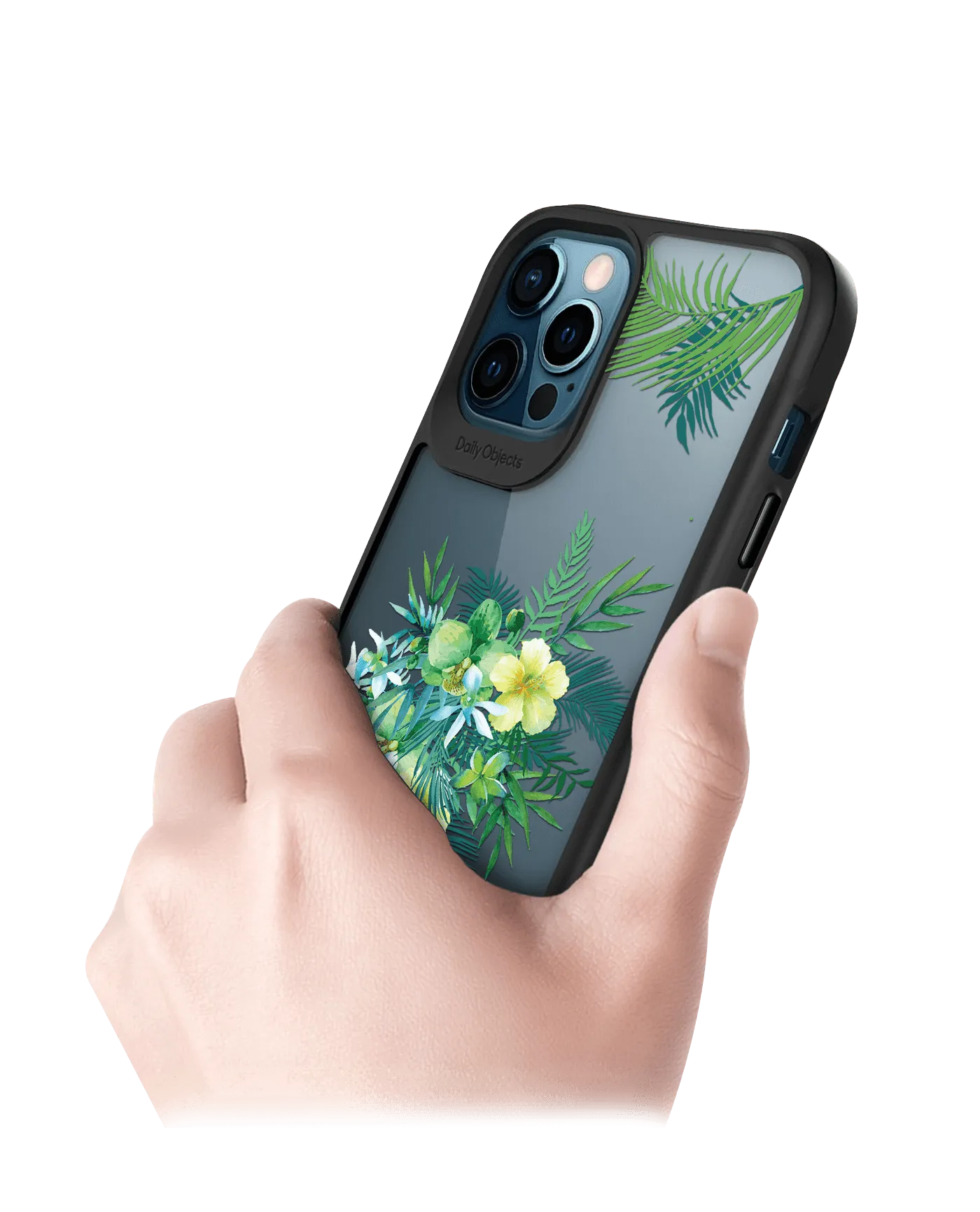 DailyObjects Clear Ferns & Flowers Black Hybrid Clear Case Cover For iPhone 12 Pro Max