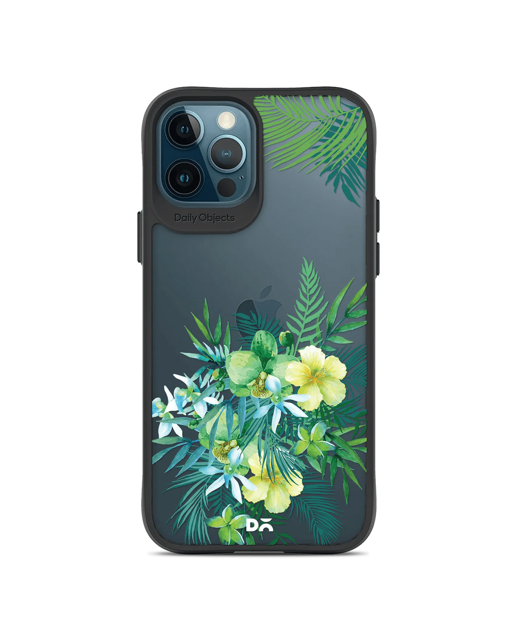 DailyObjects Clear Ferns & Flowers Black Hybrid Clear Case Cover For iPhone 12 Pro Max