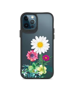 DailyObjects Clear Flowers And Daisy Black Hybrid Clear Case Cover For iPhone 12 Pro Max