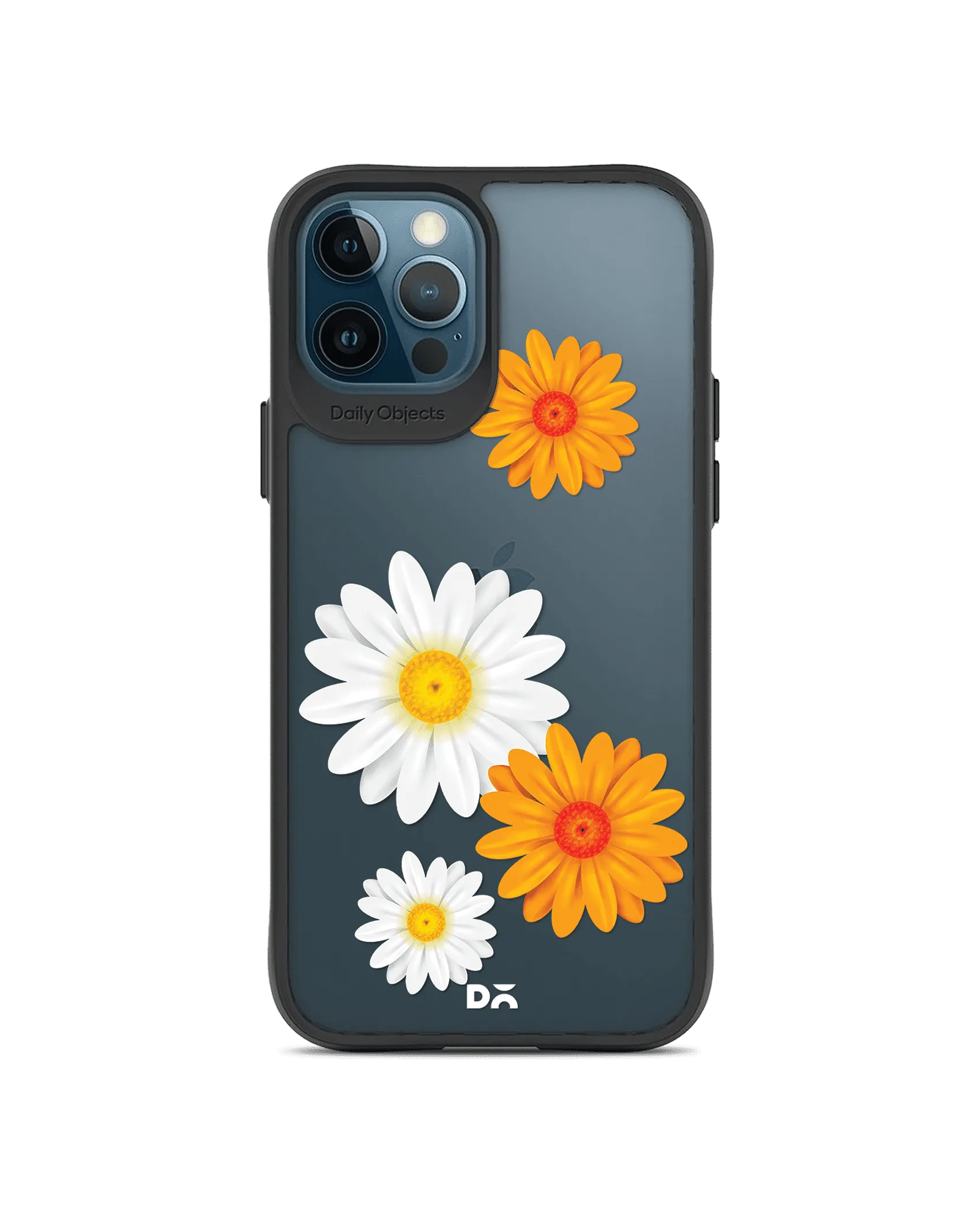 DailyObjects Clear Painted Flowers Black Hybrid Clear Case Cover For iPhone 12 Pro Max