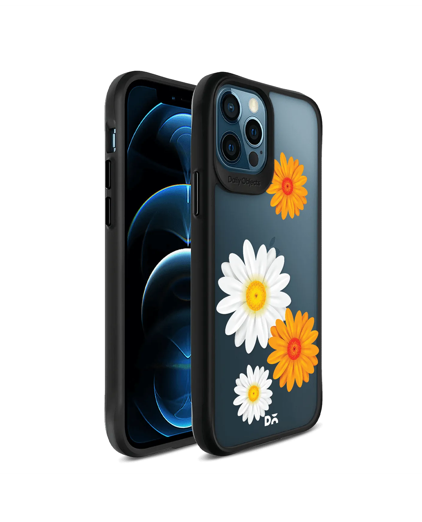 DailyObjects Clear Painted Flowers Black Hybrid Clear Case Cover For iPhone 12 Pro Max