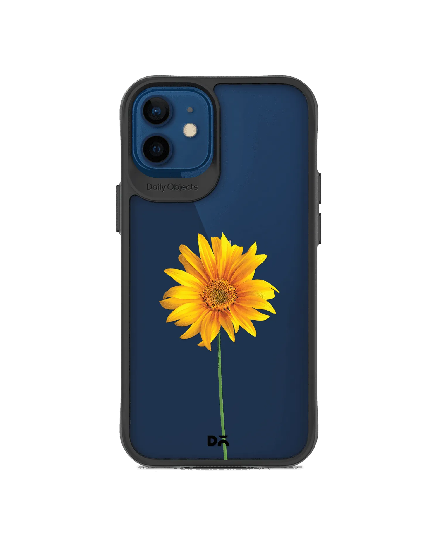 DailyObjects Clear Sunflower Black Hybrid Clear Case Cover For iPhone 12 Mini