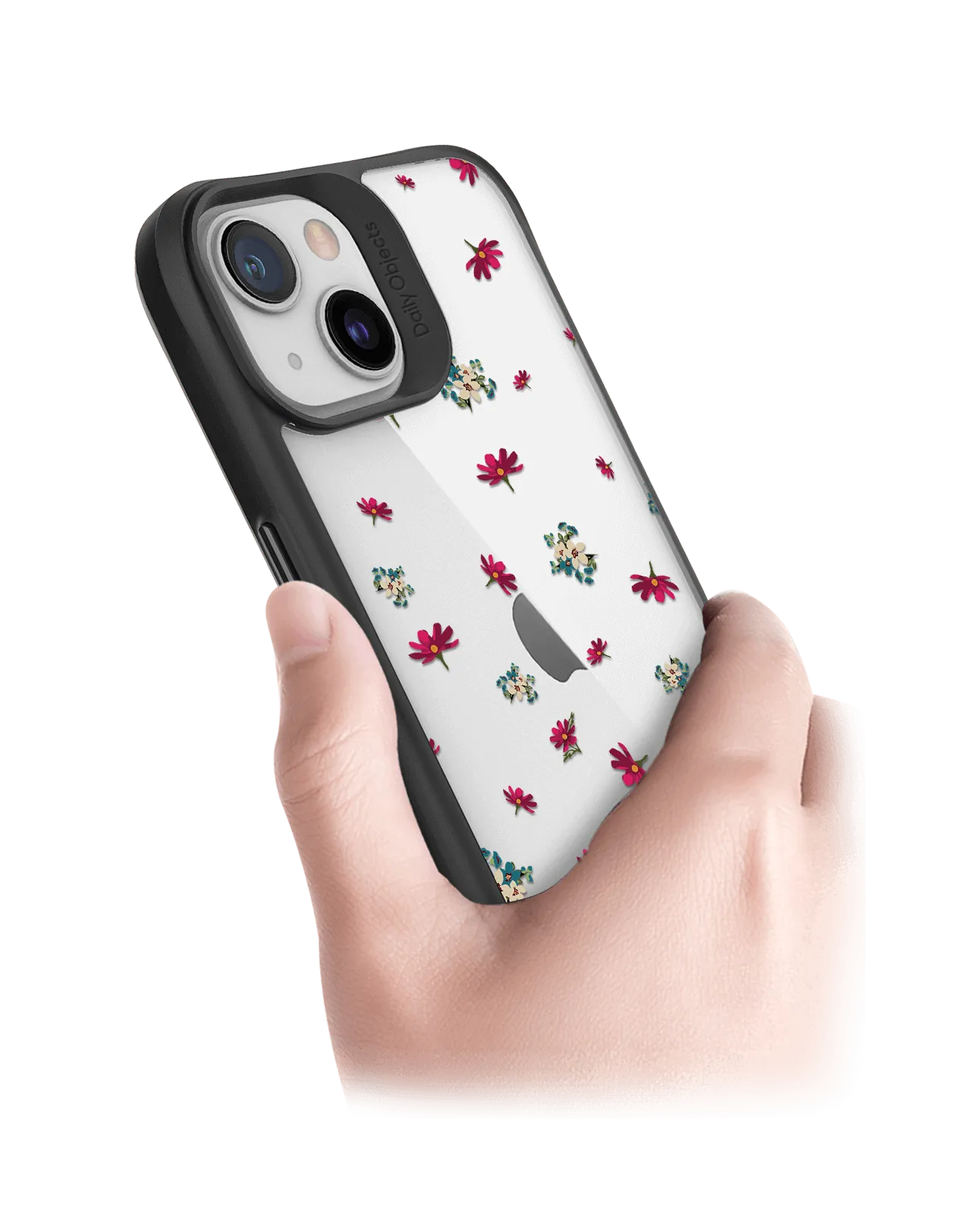 DailyObjects Floating Flowers Black Hybrid Clear Case Cover For iPhone 13 Mini