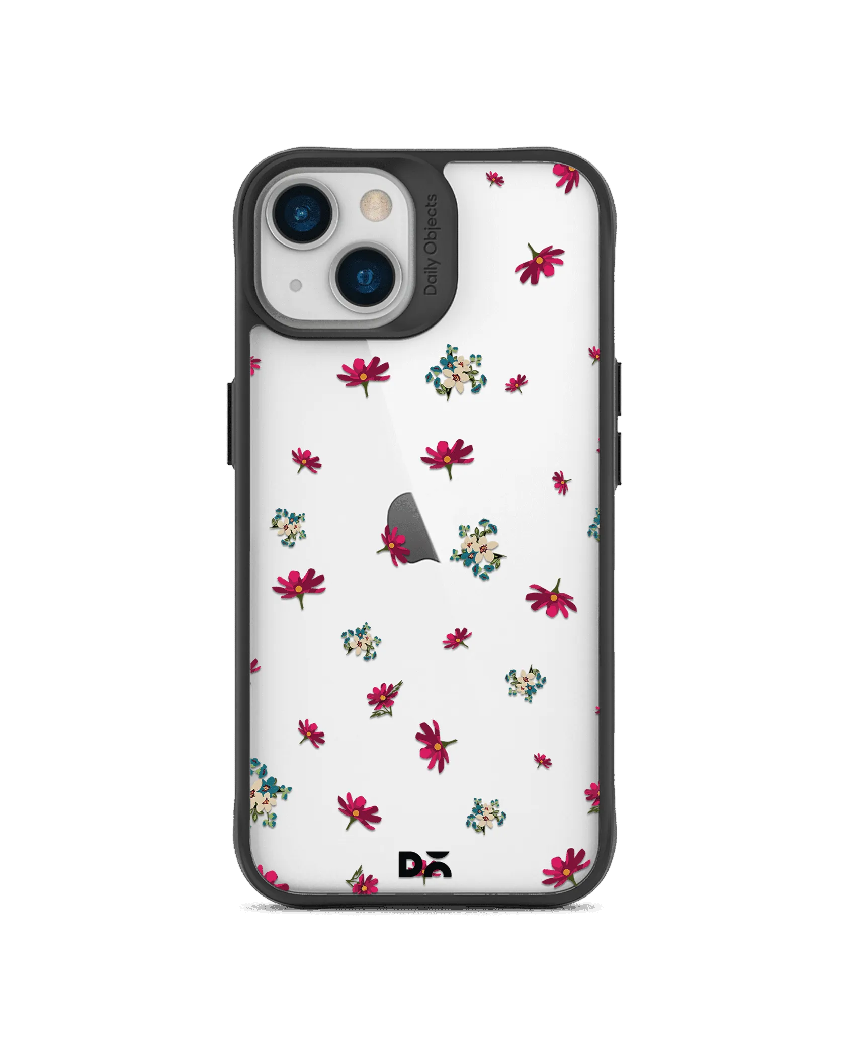 DailyObjects Floating Flowers Black Hybrid Clear Case Cover For iPhone 13 Mini